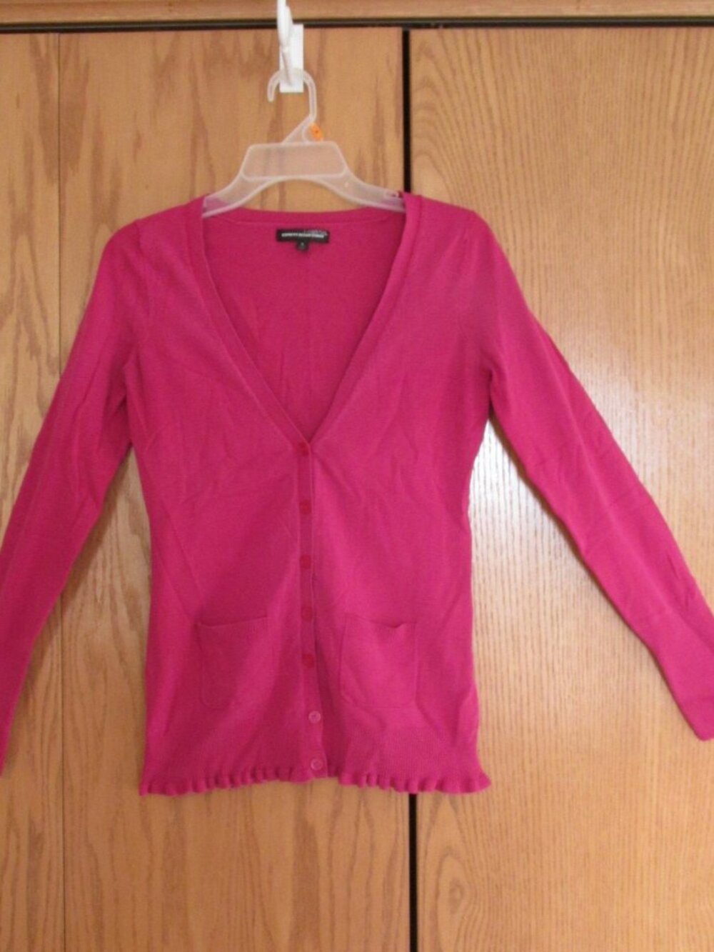 EXPRESS DESIGN WOMEN'S SIZE S SWEATER DARK PINK SILK CARDIGAN BARBIE